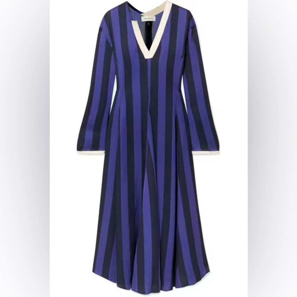 Wales Bonner F/W 2019 Mumbo Jumbo Purple Striped V-Neck Dress